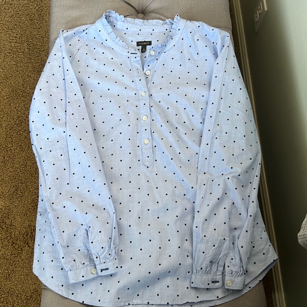 Talbots cotton band popover long sleeve shirt